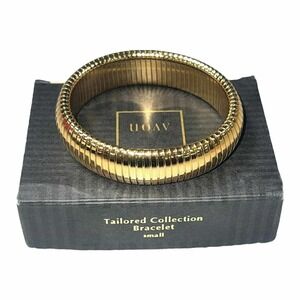 Vintage Avon Tailored Collection Stretch Ribbed Bangle Bracelet Gold-Tone Small